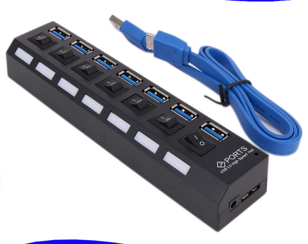 POPULAR High Speed USB 2.0 Hub 7 Ports Portable USB Hub 480 Mbps On/Off Switch Hub USB Splitter Adapter For PC Laptop