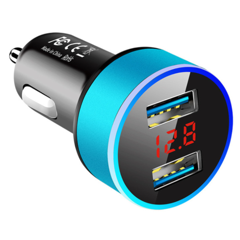 Car Charger For Cigarette Lighter USB Adapter For Smart Mobile Phone Charger Dual USB Digital Display Voltmeter Fast Charging