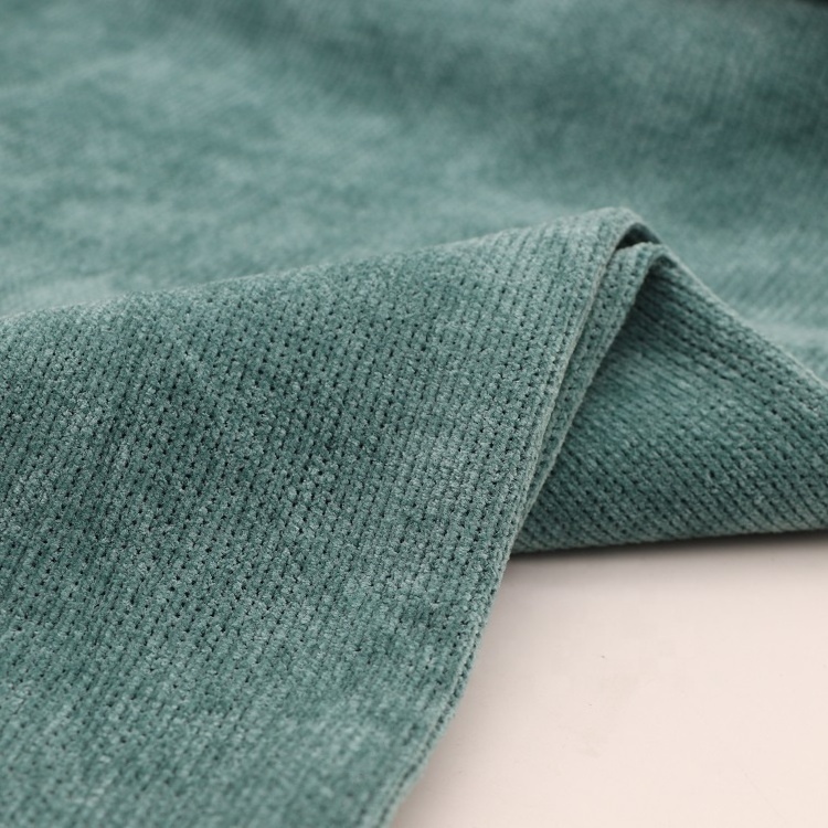 High quality polyester spandex 310gsm solid rib knitted microfiber chenille fabric in roll for women garment sweater