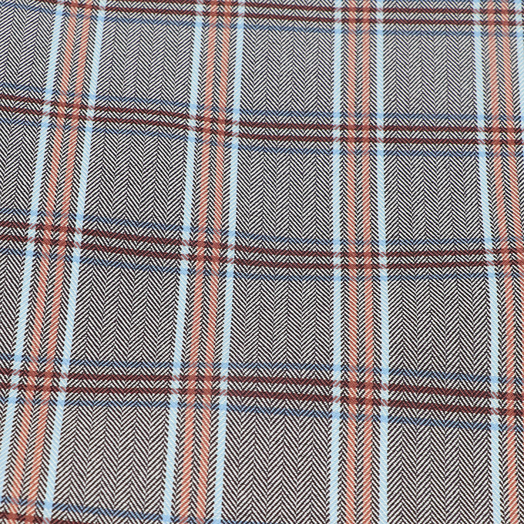 China factory yarn dyed 95% polyester 5% spandex plaid check herringbone Woven Fabric for ladies dress