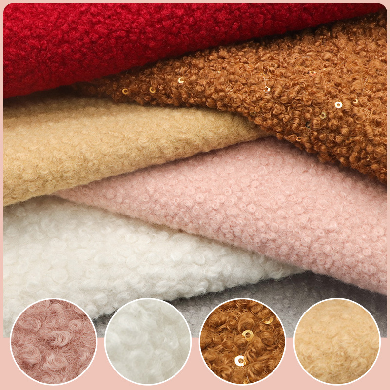 Custom Anti Pill Super Soft 100% Polyester Knitted 300 GSM Sherpa Teddy Fleece Fabric For Coat Jackets