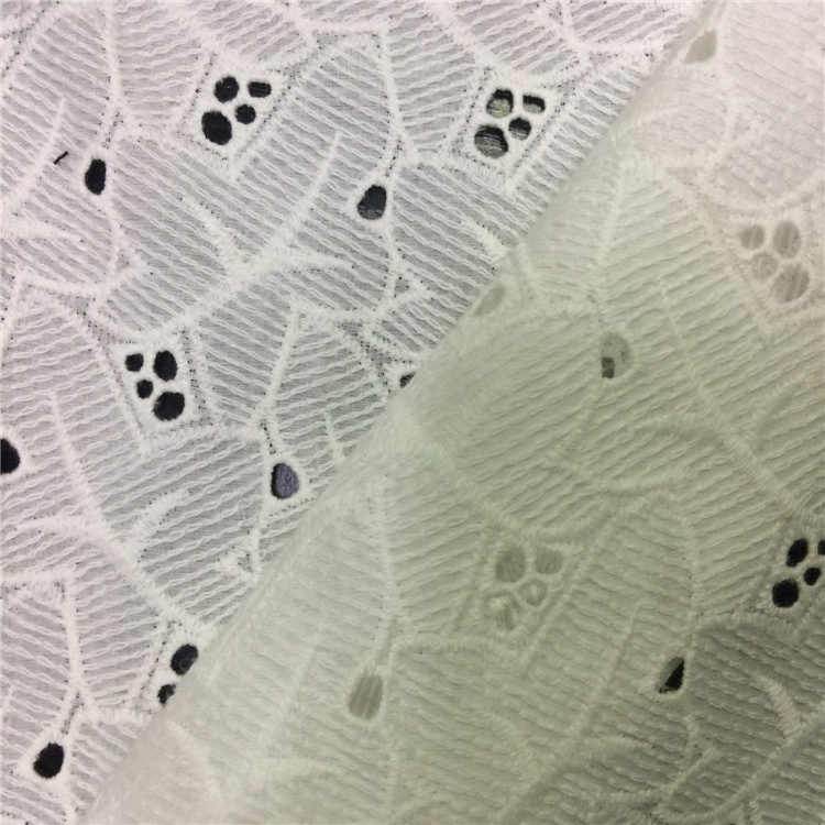 Eyelet embroidery fabric 100% cotton voile fabric embroidered fabric for garment