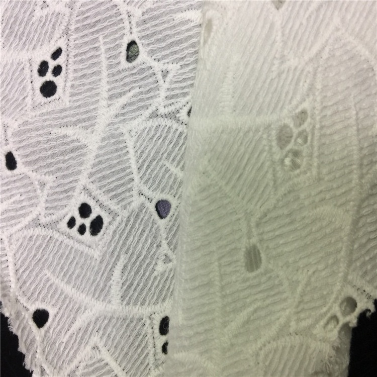 Eyelet embroidery fabric 100% cotton voile fabric embroidered fabric for garment