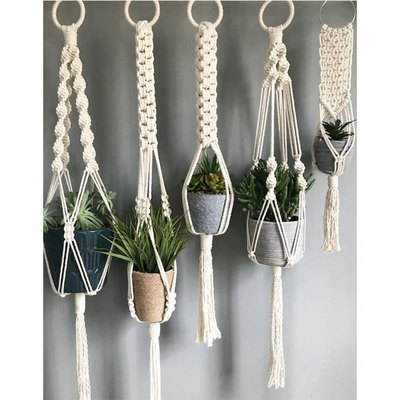 Mini Macrame Plant Hanger Nest Air Plant Holder Boho Wall Hanging Planter Modern Indoor Home Decor for Succulent, Tillandsia