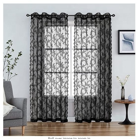 Bindi Embroidery Fancy Lace For Curtains Lace Curtain Jacquard Warp Knitted Window Screen Door Curtain