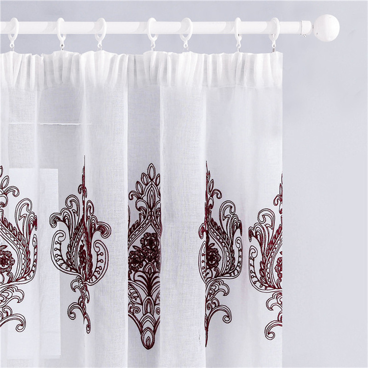 Luxury Embroidered Window Gauze European Tulle Dolly White Sheer Curtain For The Living Room