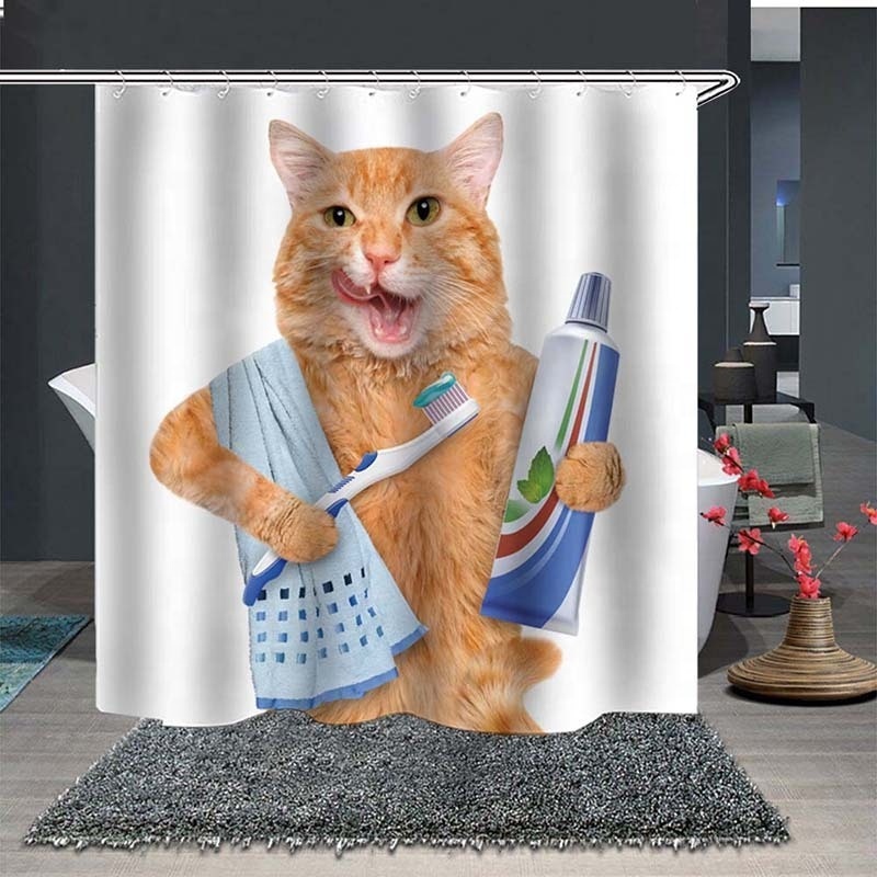 Bindi Custom Personalized Cartoon Cat Anime Creative 3d Digital Printing Bathroom Curtain Waterproof Shower Curtain