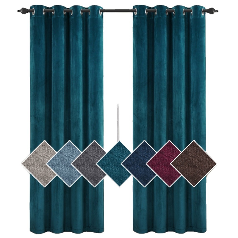 Wholesale Luxury European Style Window Curtain Velvet Curtains Soundproof And Soft Fabric Valance Curtains