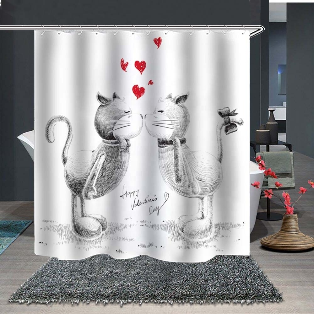 Bindi Custom Personalized Cartoon Cat Anime Creative 3d Digital Printing Bathroom Curtain Waterproof Shower Curtain