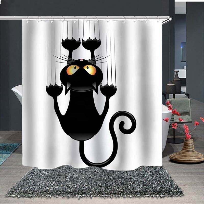 Bindi Custom Personalized Cartoon Cat Anime Creative 3d Digital Printing Bathroom Curtain Waterproof Shower Curtain