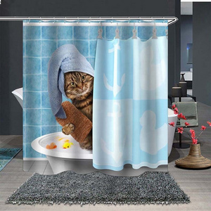 Bindi Custom Personalized Cartoon Cat Anime Creative 3d Digital Printing Bathroom Curtain Waterproof Shower Curtain