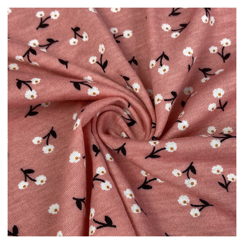 2023 New Arrival Breathable Floral 200gsm Polyester Knitted Single Jersey Fabrics for Garment