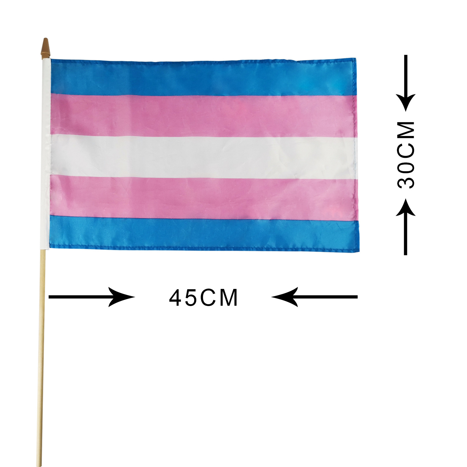 100% polyester Transgender Stick Flag silk screen print rainbow hand flag gay pride hand flag with stick