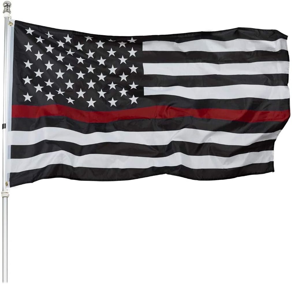 Thin Red Line American Flag 3x5 Ft- Black White Red Stripes American Honoring Firefighter Flags Banner