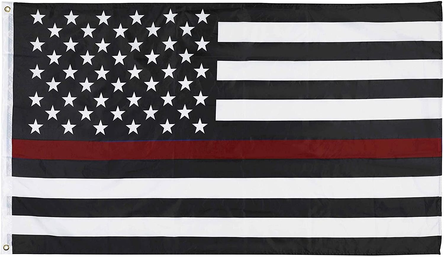 Thin Red Line American Flag 3x5 Ft- Black White Red Stripes American Honoring Firefighter Flags Banner