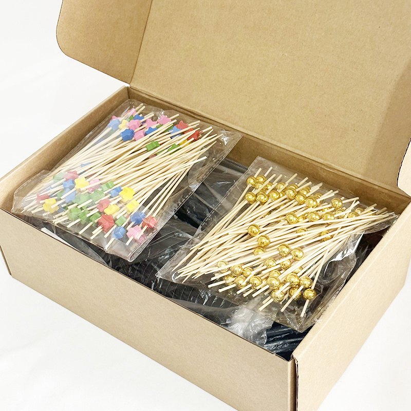 Disposable 50 Cups and 200 Picks Popcorn Candy Food Cone Appetizer Cups French Fry Holder with Cocktail Picks