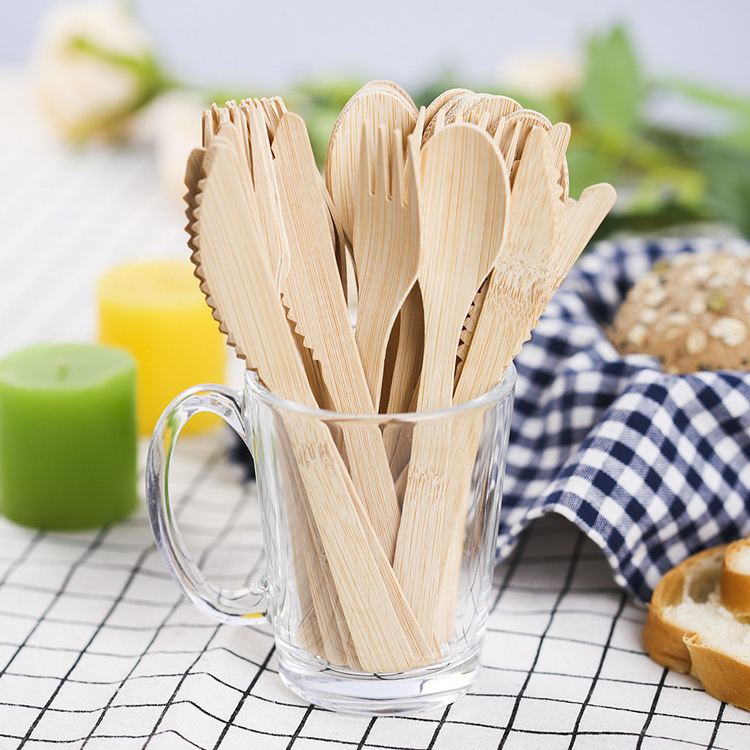 Factory Direct Sale Bamboo Disposable Cutlery Set,biodegradable Forks Spoons And Knives Sets With Napkin