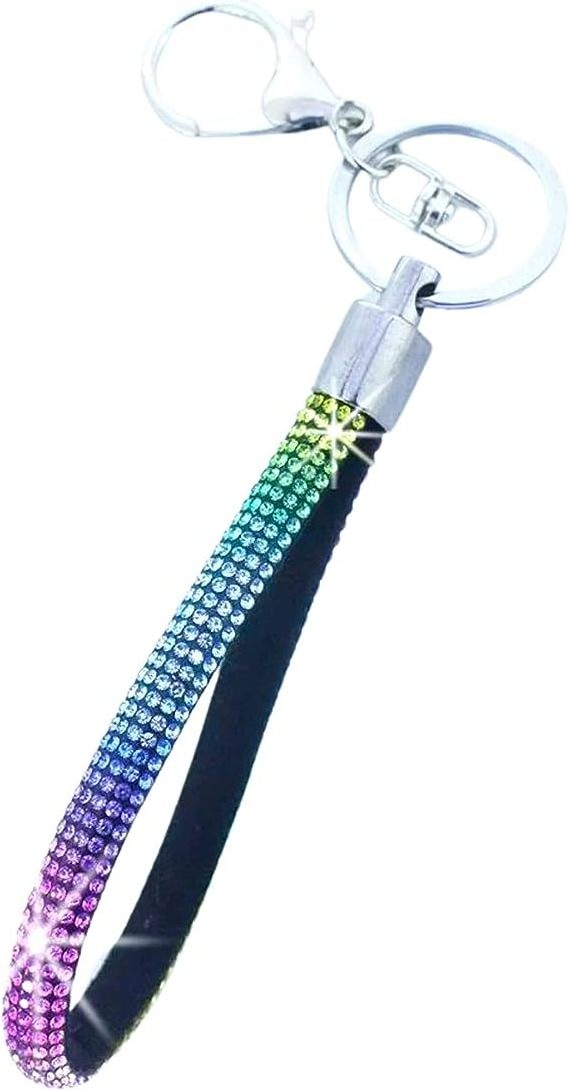 Bling Diamond Keychain Wristlet Glitter Keychain Ring Strap Rhinestone Sparkle Key chain Accessories Self Defense Keychains