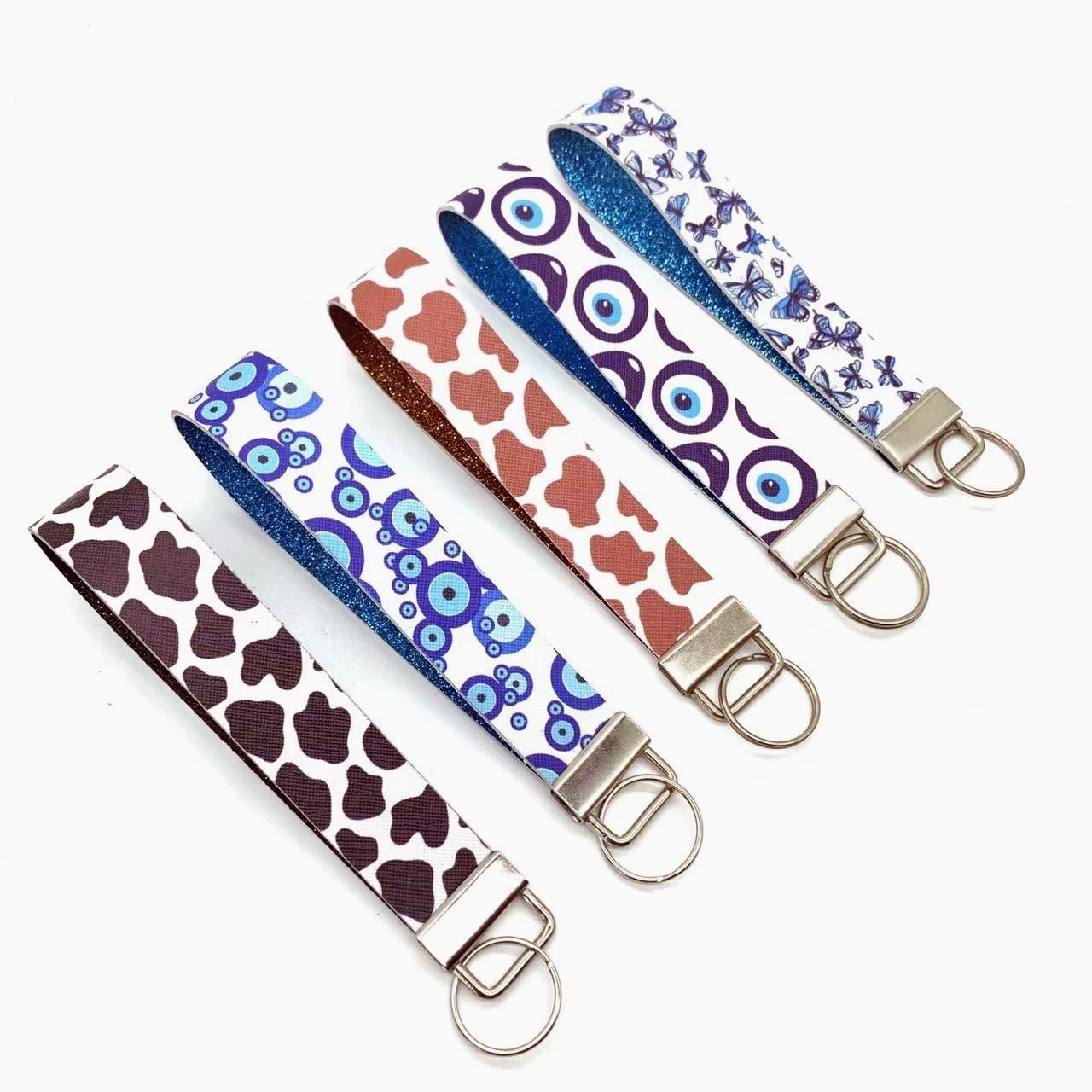 Customized Women Self Defense Keychain Accessories Protective PU Leather Key Chain Strap Safety Wristlet Keychain Supplier