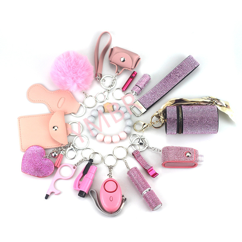 Hot Selling 11pcs Self Defense Keychain Set Bulk Accessories Self Defense Keychain for Women