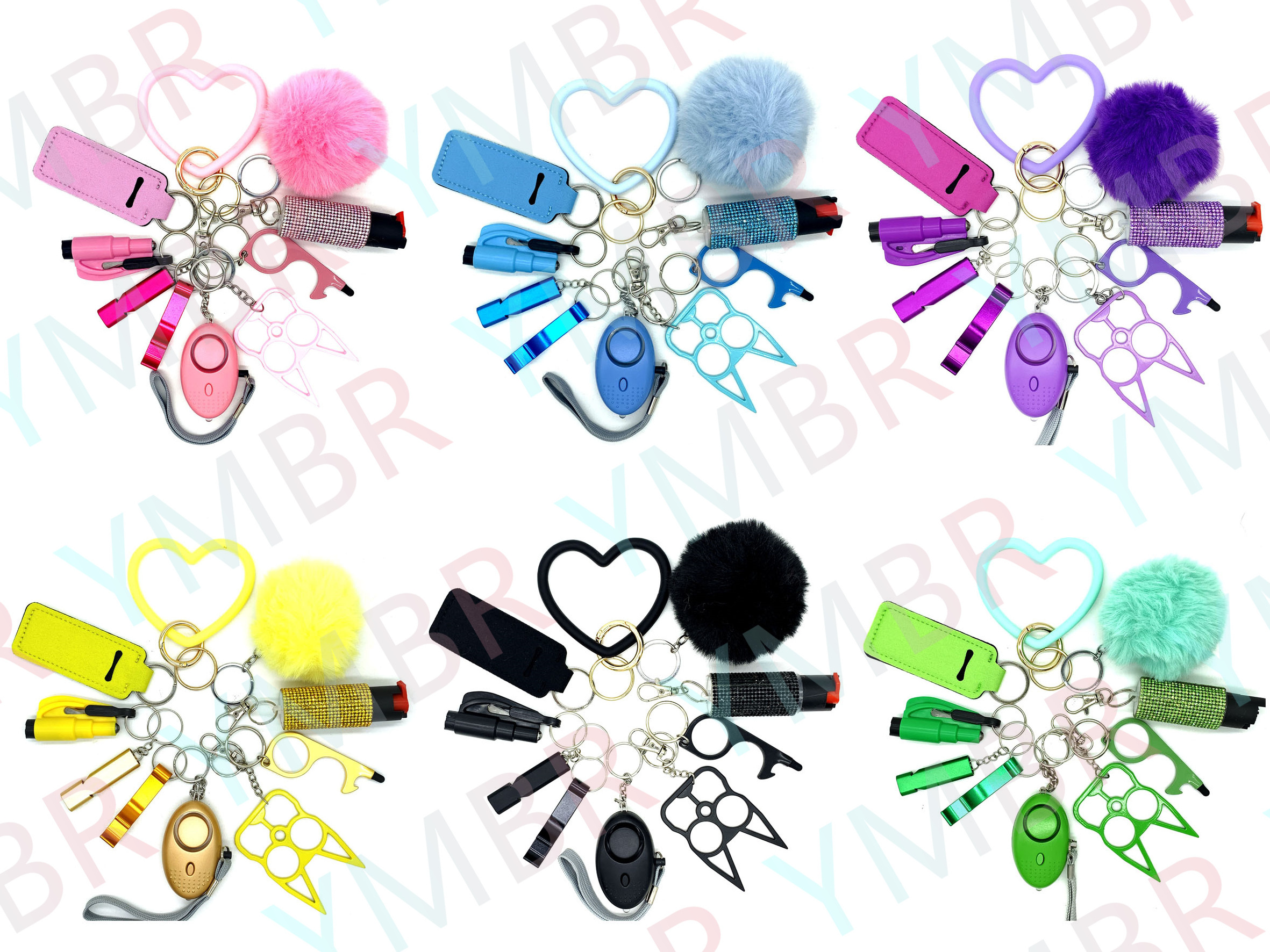 Hot Selling 11pcs Self Defense Keychain Set Bulk Accessories Self Defense Keychain for Women