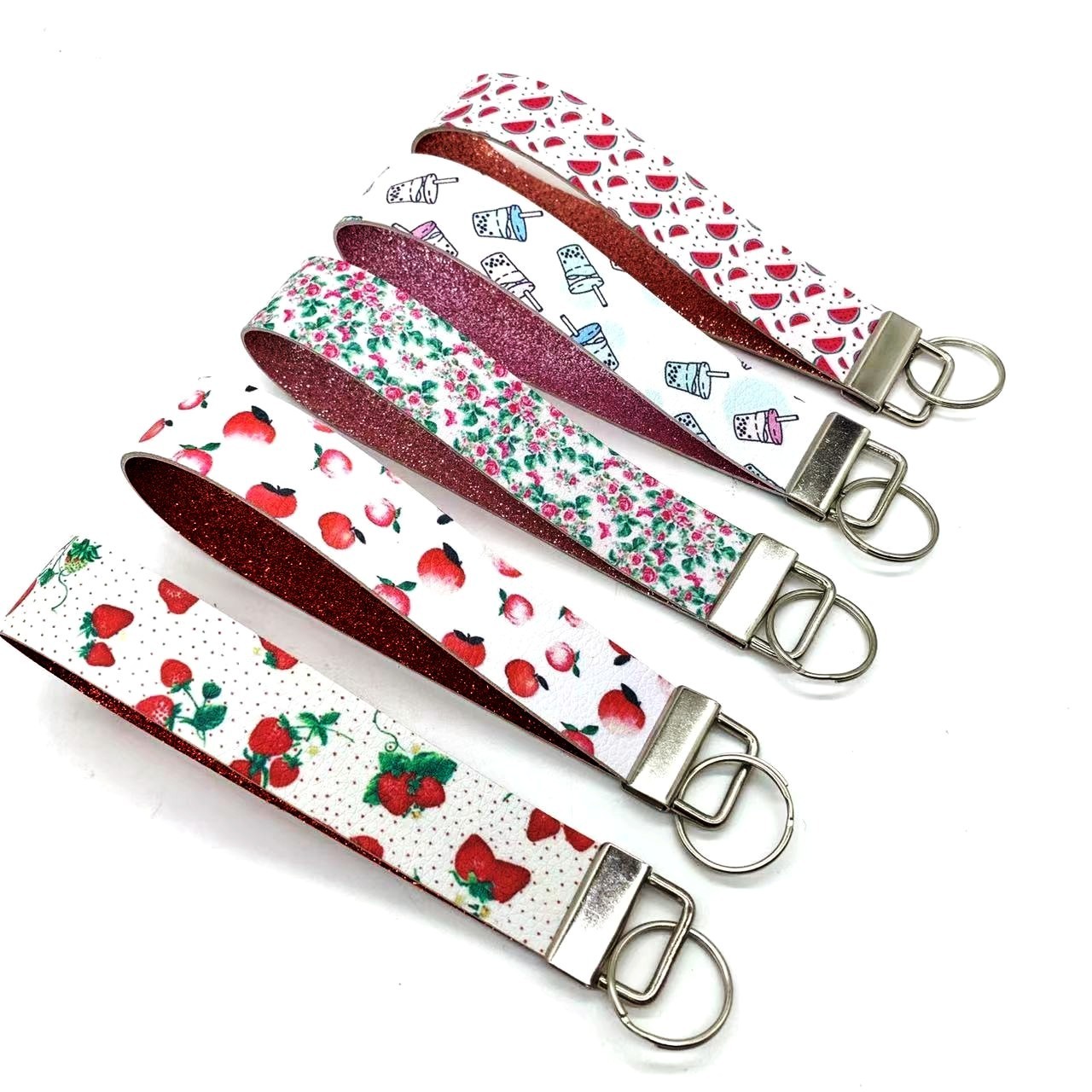 Customized Women Self Defense Keychain Accessories Protective PU Leather Key Chain Strap Safety Wristlet Keychain Supplier