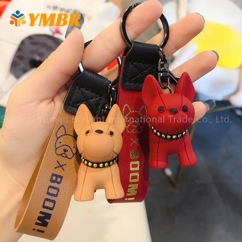 Wholesale Cheap High Quality 3d Keychain Lanyard French Bulldog Keychain Accessories