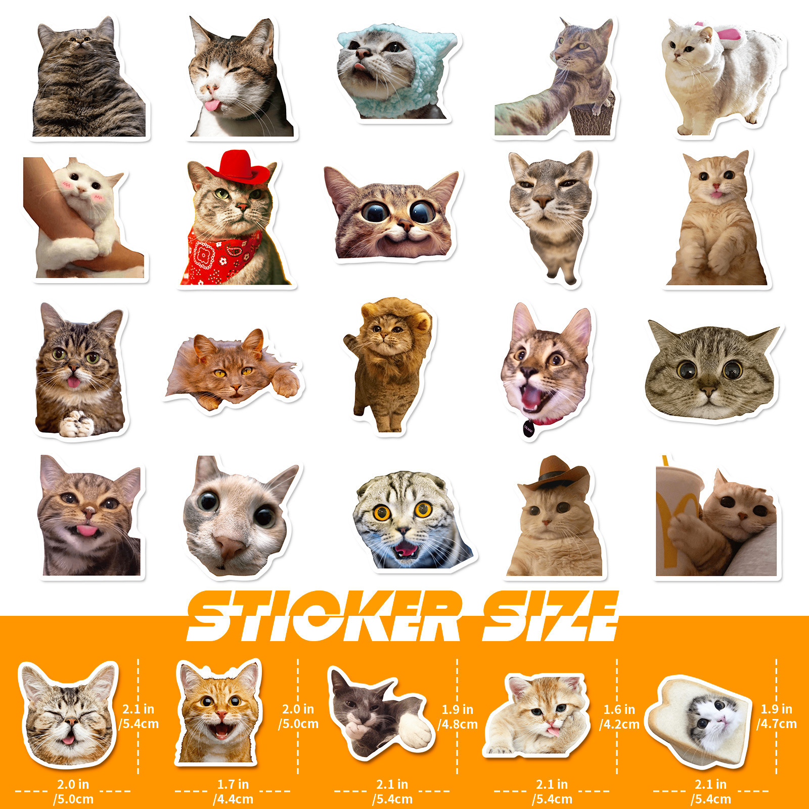 Wholesale 50PCS Cartoon Cute Funny Cat Animal Creative Graffiti Sticker Bike Skateboard Car Helmet Notebook Computer Stickers