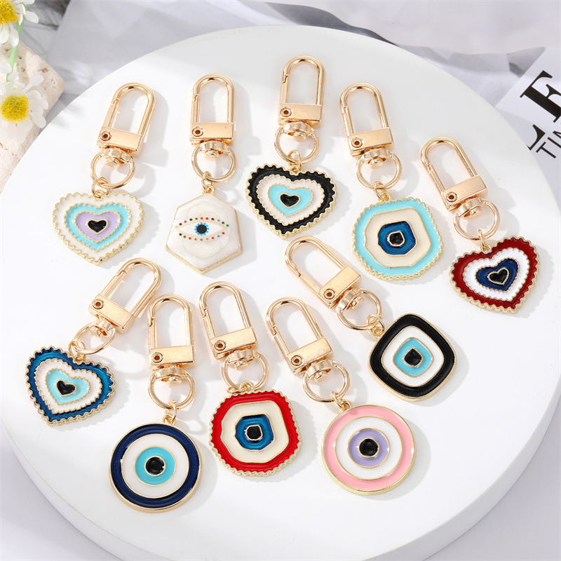 Hot Selling Turkey Irregular Heart Evil Eye Key chains Keyring Friends Couples Blue Eye Bag Car Phone Charms Accessories Jewelry