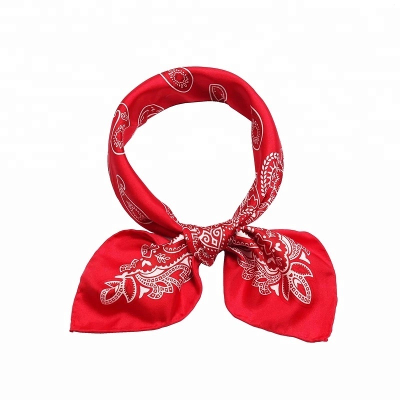 Occupation With Small Square Scarf Female Airline Stewardess Satin Printing Imitation Silk Scarf