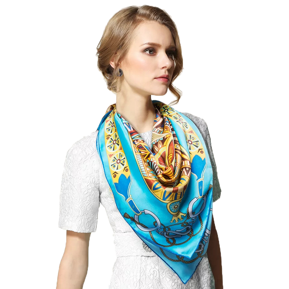 Branded Designer Printed Twill Scarves Wholesale Silk Plain Square Scarf