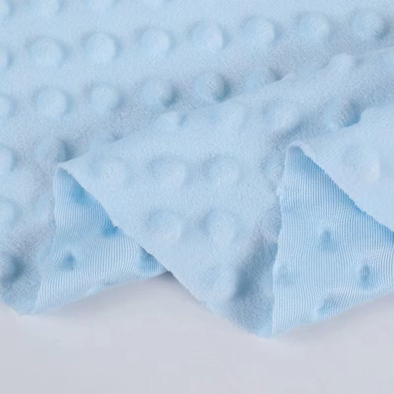 High Quality 160cm 230GSM Custom Color Blue Minky Dot Polyester Warp Knitting Fabric for baby clothing