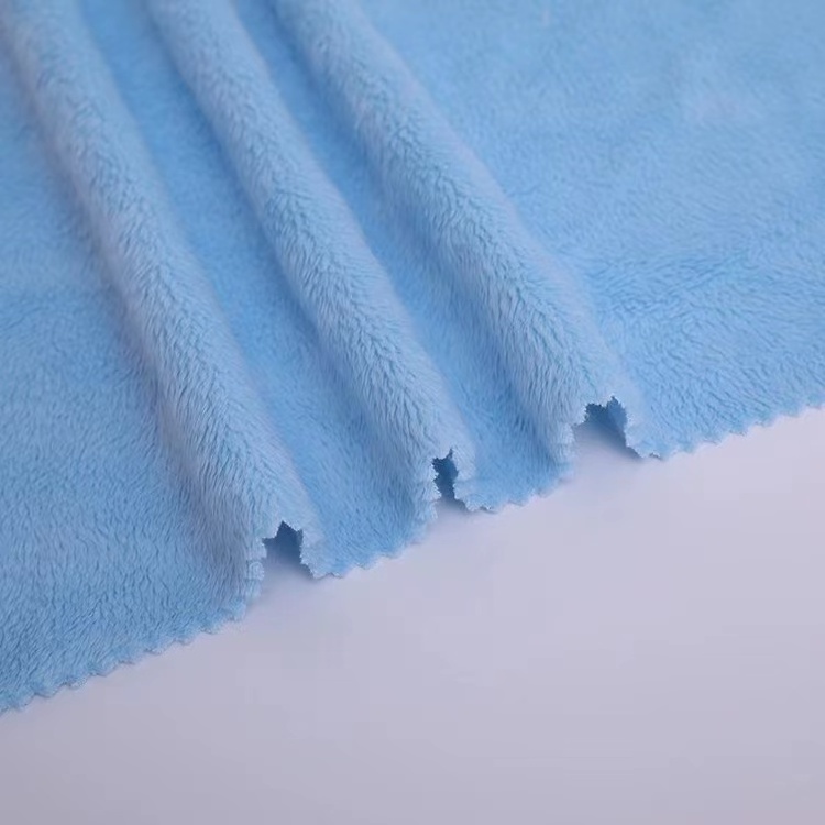 Ready Shipping Custom Color Blue Solid Super Soft Crystal Velvet Long Pile Upholstery Fabric for Home Textiles