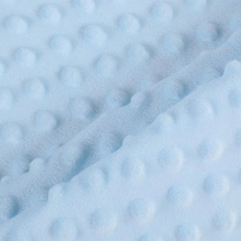 High Quality 160cm 230GSM Custom Color Blue Minky Dot Polyester Warp Knitting Fabric for baby clothing