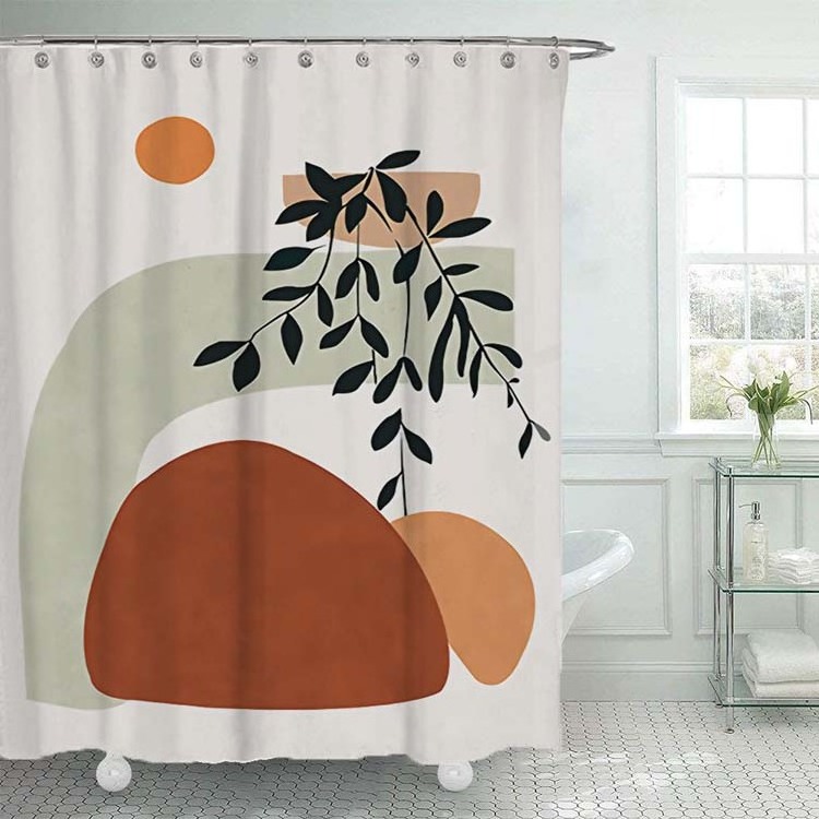 Nordic Abstract Art Simple Geometric Polyester Waterproof Shower Curtain For Bathroom