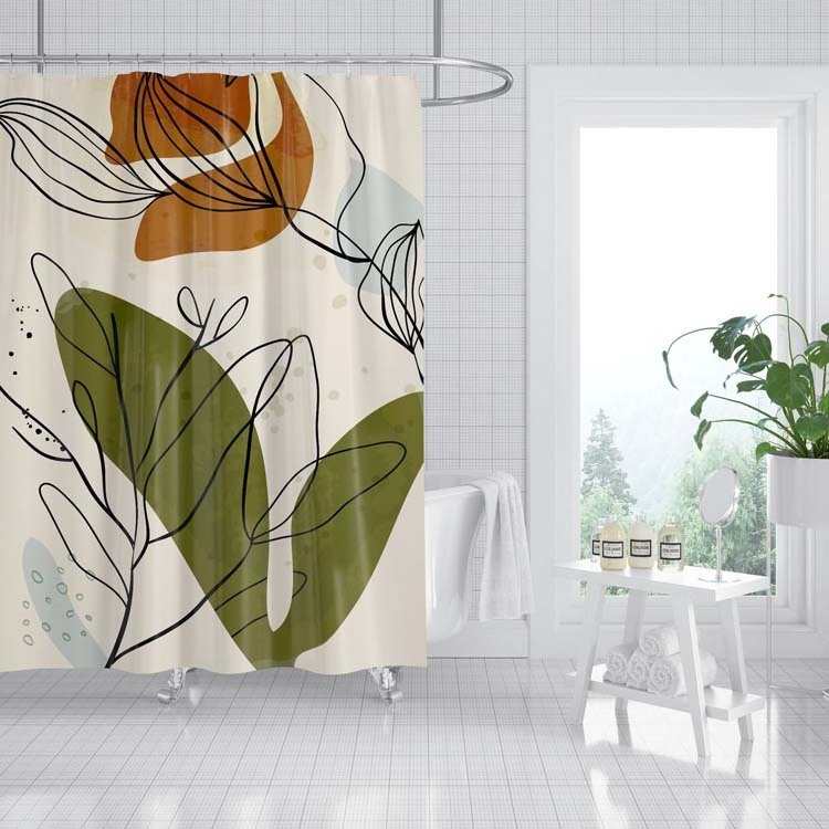 Nordic Abstract Art Simple Geometric Polyester Waterproof Shower Curtain For Bathroom