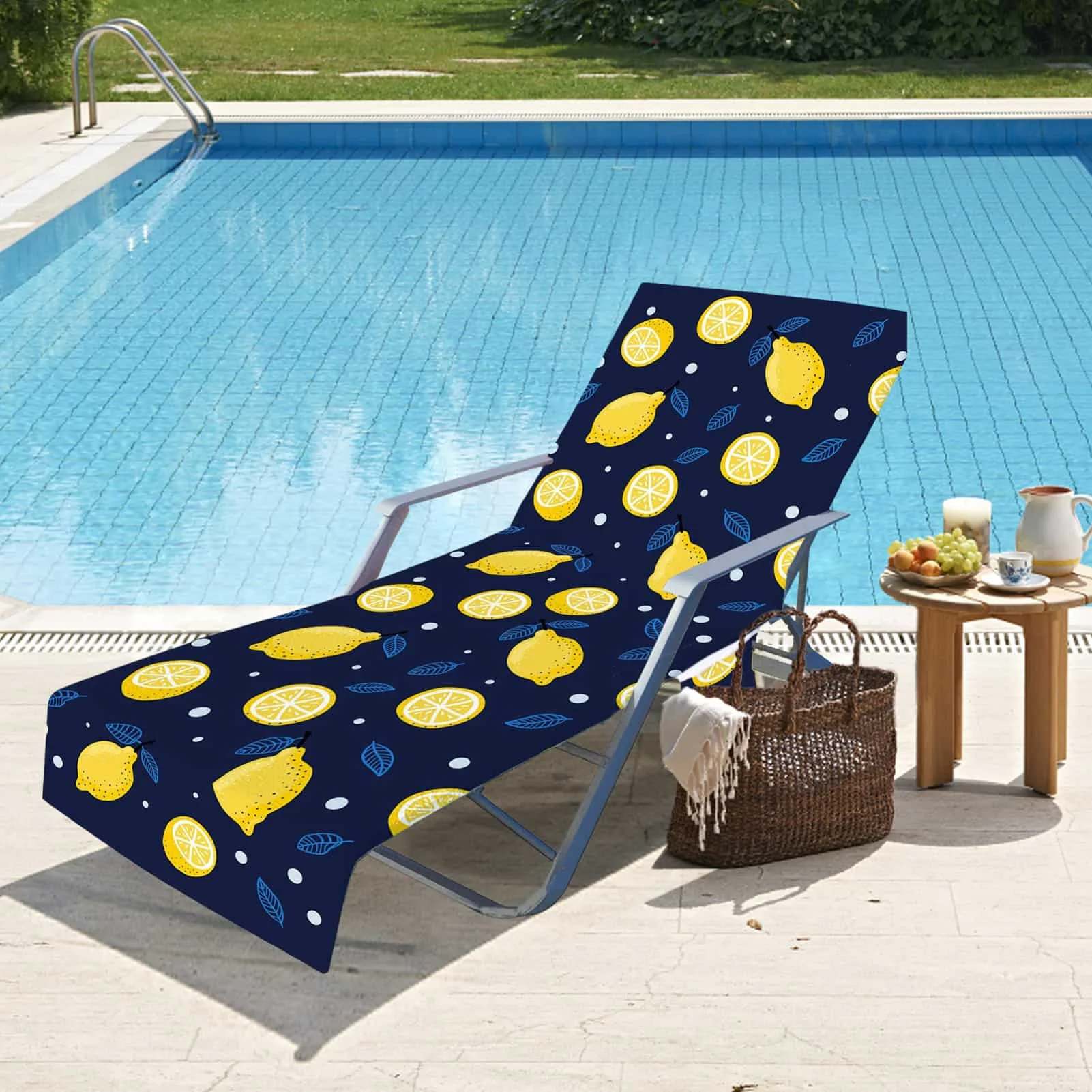 Beach Chair Cover With Side Pockets Lounge Chair Towel Covers No Sliding Microfiber Chaise Lounge Chair Towel Cover For Sun