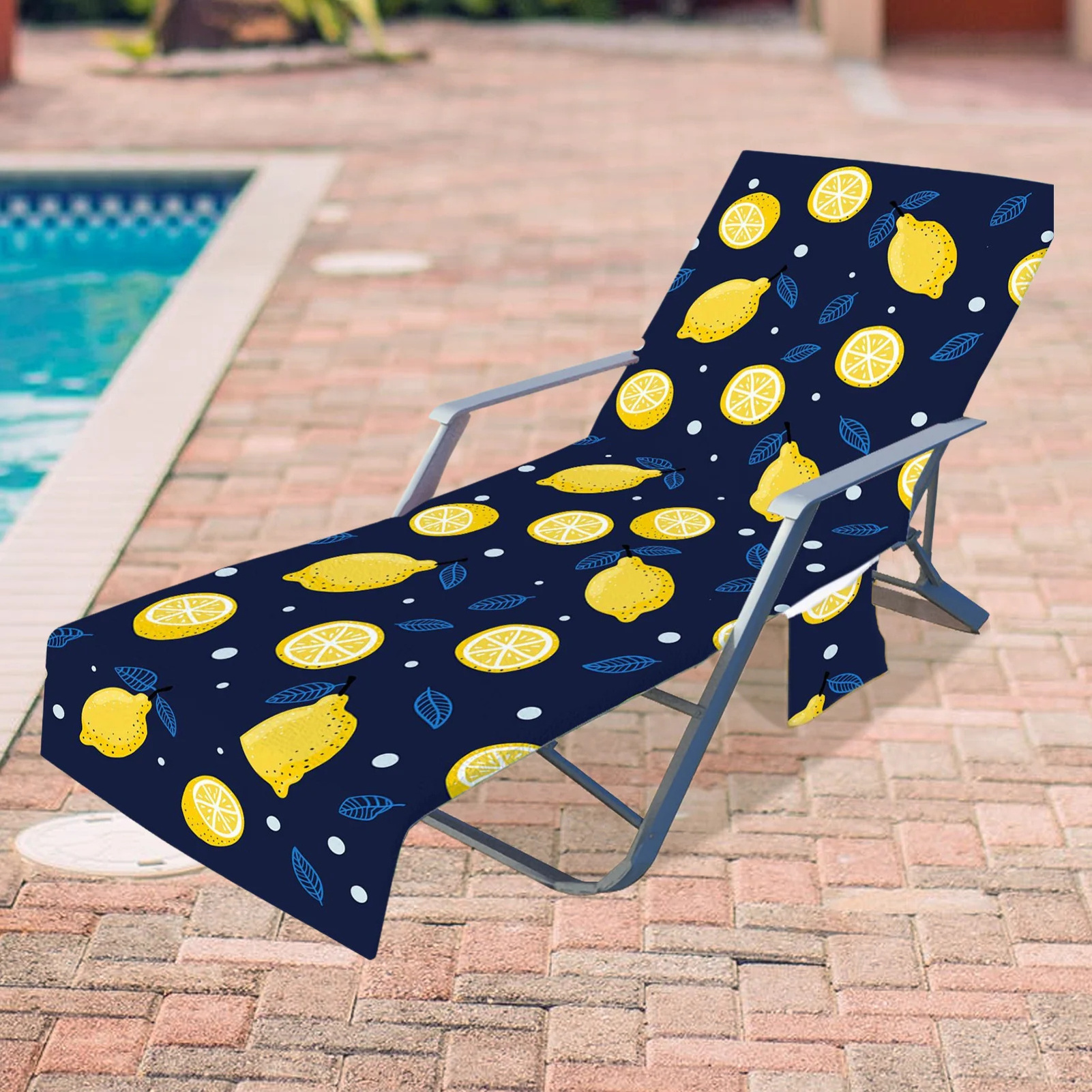 Beach Chair Cover With Side Pockets Lounge Chair Towel Covers No Sliding Microfiber Chaise Lounge Chair Towel Cover For Sun