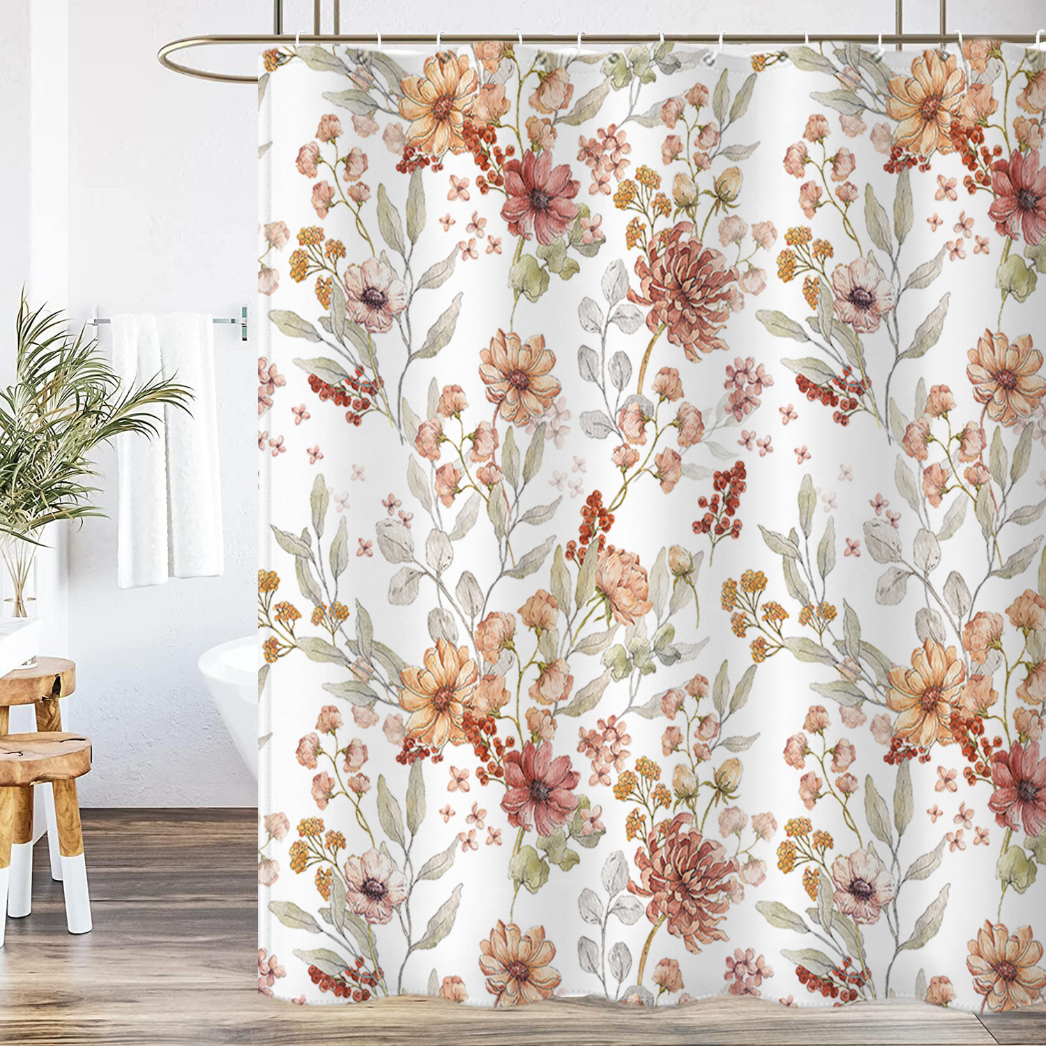 Wholesale Customized Unique Design Green Plant Home Bath Modern Decorative Shower Curtain