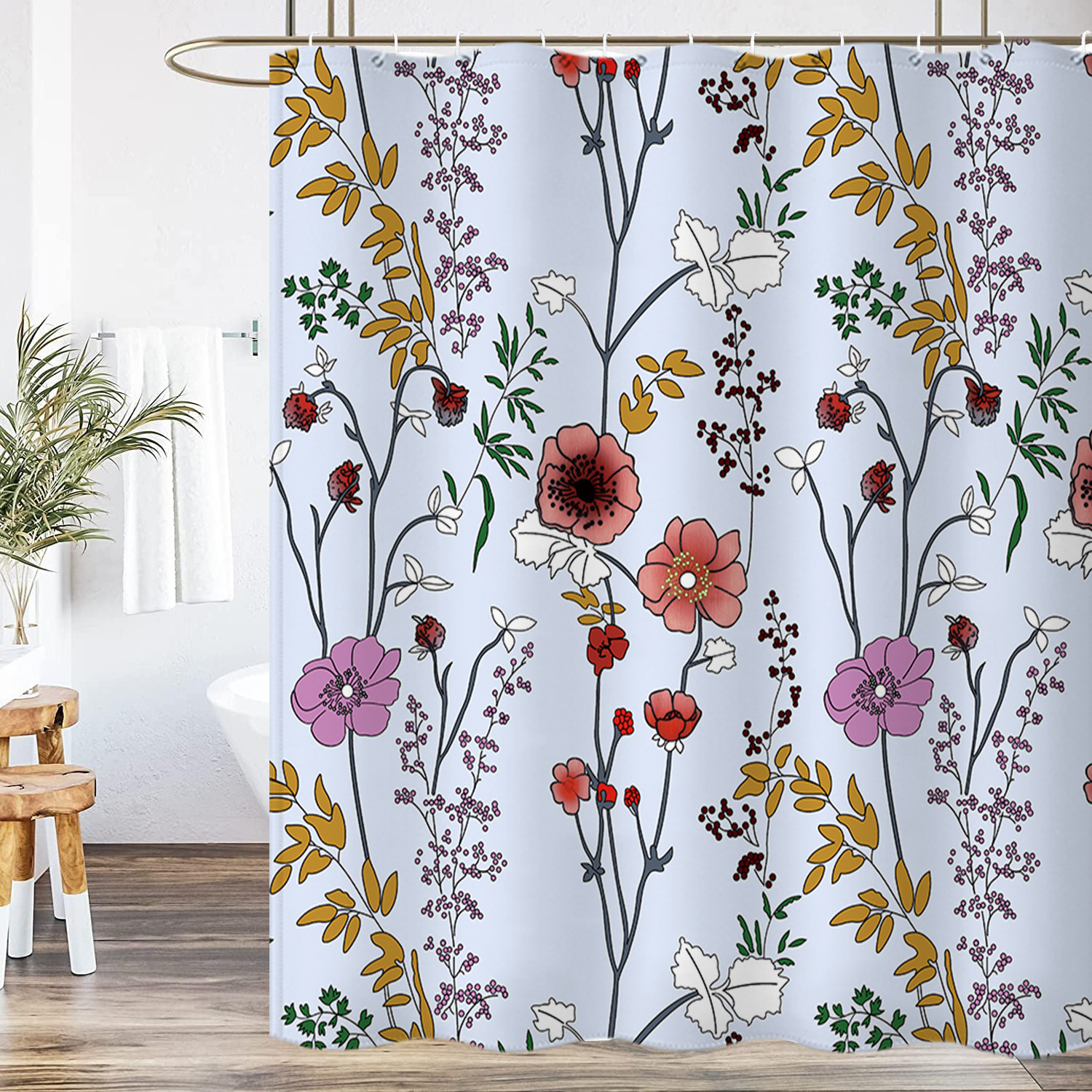 Wholesale Customized Unique Design Green Plant Home Bath Modern Decorative Shower Curtain