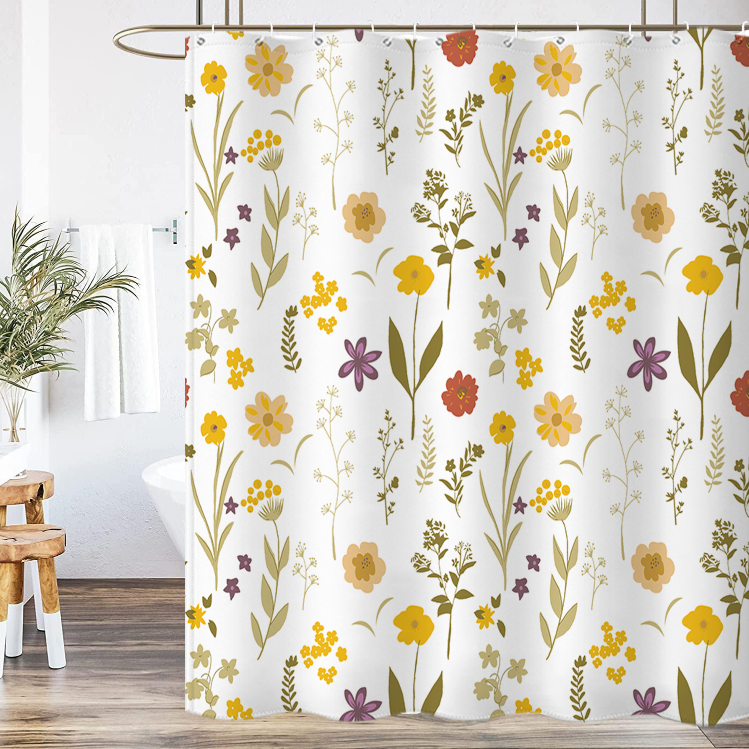 Wholesale Customized Unique Design Green Plant Home Bath Modern Decorative Shower Curtain