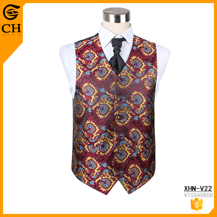 Custom Latest Design Classic Vest For Men Casual Formal Waistcoat Paisley Vest Suit Slim Paisley Embroidered Custom Waistcoat