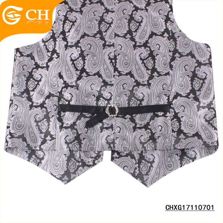 Chinese Factory High Quality Suit Vest Polyester Woven Jacquard Waistcoat Paisley Men Suit Vest