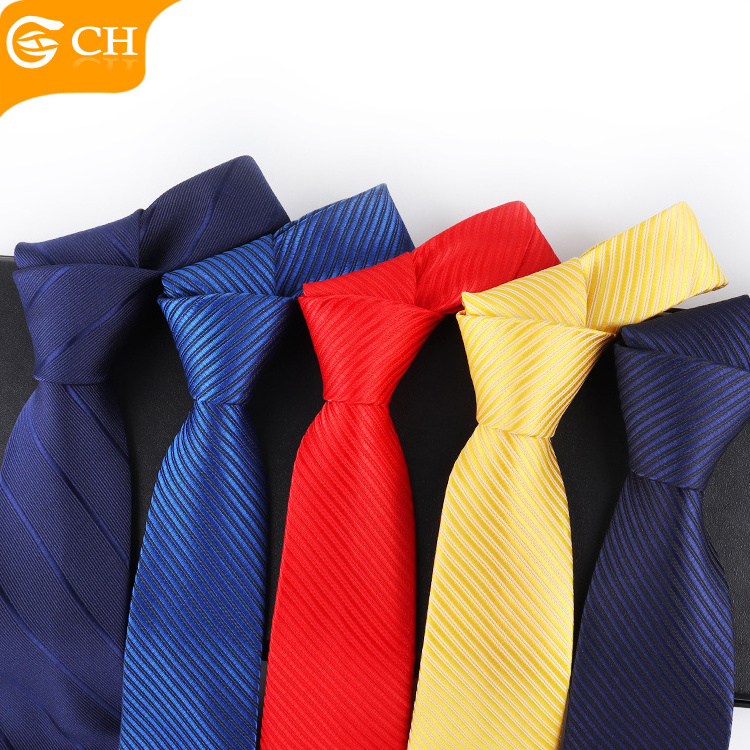 Wholesale High Quality Multi-pattern Silk Ties Solid Woven Neck Tie for Men Custom Colorful Glossy Stripe Polyester Tie