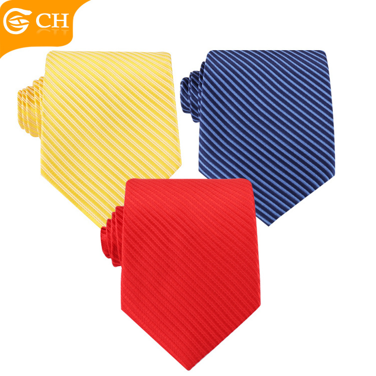 Wholesale High Quality Multi-pattern Silk Ties Solid Woven Neck Tie for Men Custom Colorful Glossy Stripe Polyester Tie