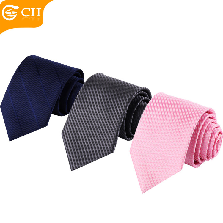 Wholesale High Quality Multi-pattern Silk Ties Solid Woven Neck Tie for Men Custom Colorful Glossy Stripe Polyester Tie