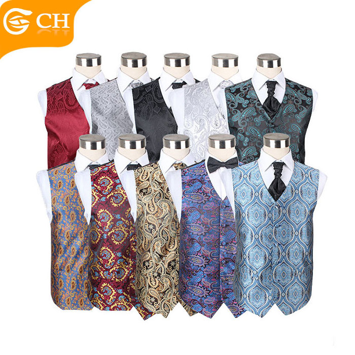 Custom Latest Design Classic Vest For Men Casual Formal Waistcoat Paisley Vest Suit Slim Paisley Embroidered Custom Waistcoat