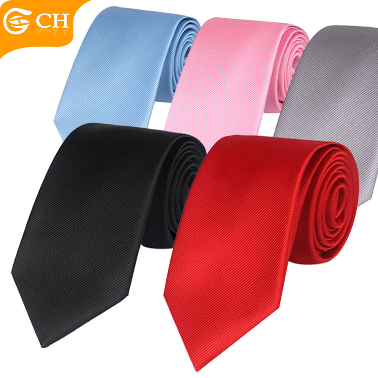 China Suppliers Wholesale Cheap Red Navy Neck Tie 100% Polyester Multicolor Plain Black Tie Men Necktie