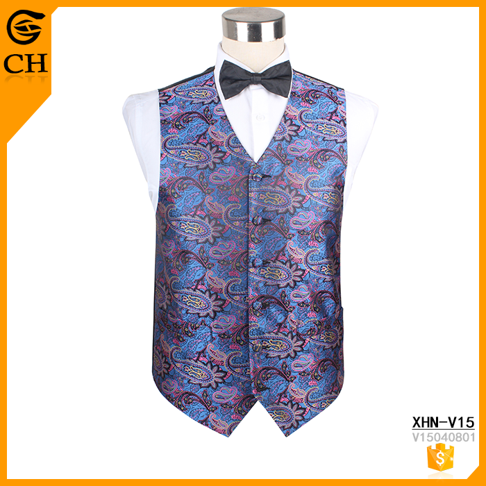 Custom Latest Design Classic Vest For Men Casual Formal Waistcoat Paisley Vest Suit Slim Paisley Embroidered Custom Waistcoat