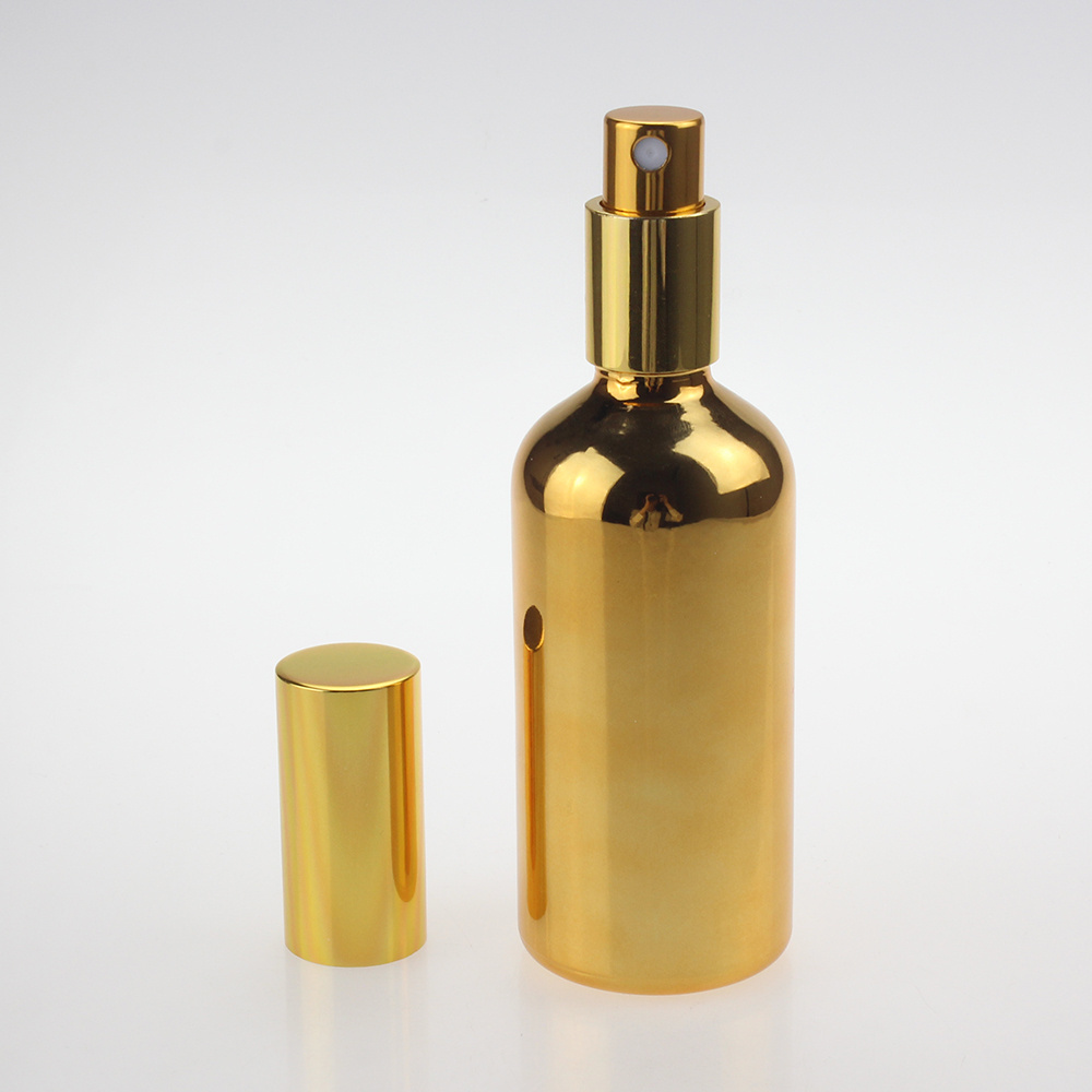 Gold and Silver Empty Mist Sprayer Perfume Bottles 100ml 50ml 30ml 20ml, Cosmetic Glass Packaging with Atomizer Spray Nozzle